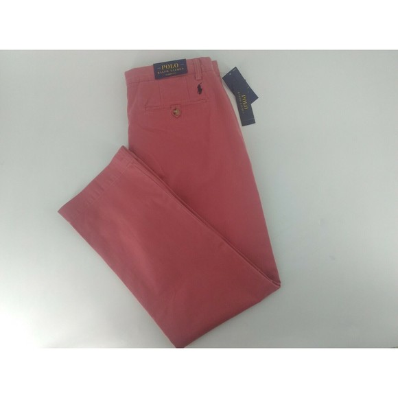 POLO RALPH LAUREN CLASSIC FIT CHINOS PANTS MENS SIZE 32X32 RED COLOR ZIP FLY NWT